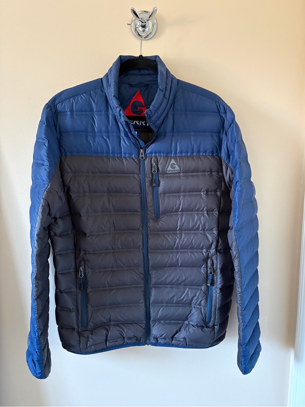 Gerry Weber Men's Blue and Charcoal Quilted Puffer Jacket